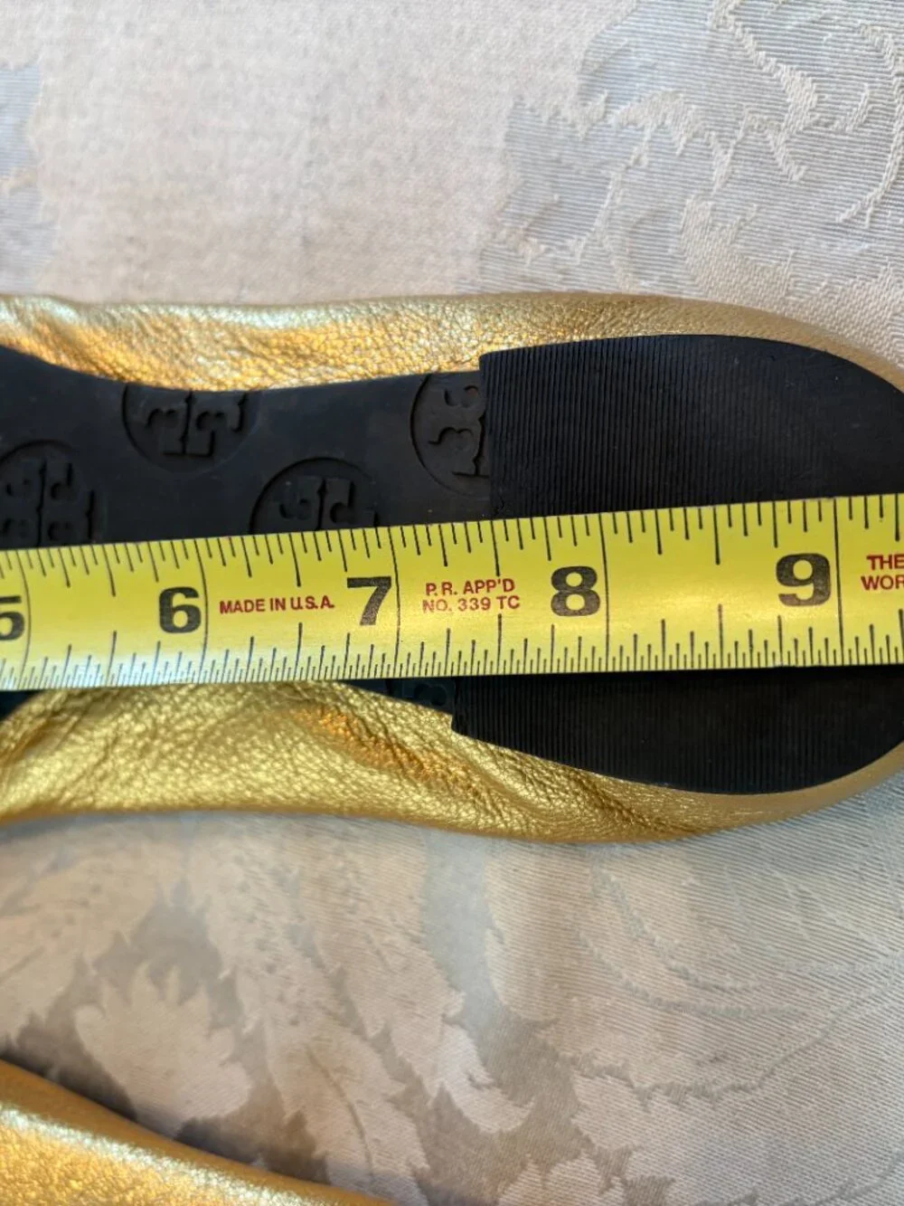 Tory Burch Mettalic Gold Leather Ballet Flats Size 7W Quiet Luxury